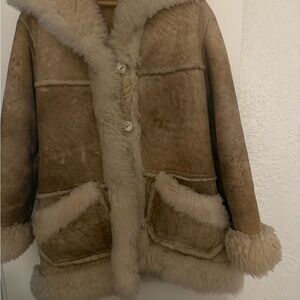 Cozy Shearling Coat with Fur Trim